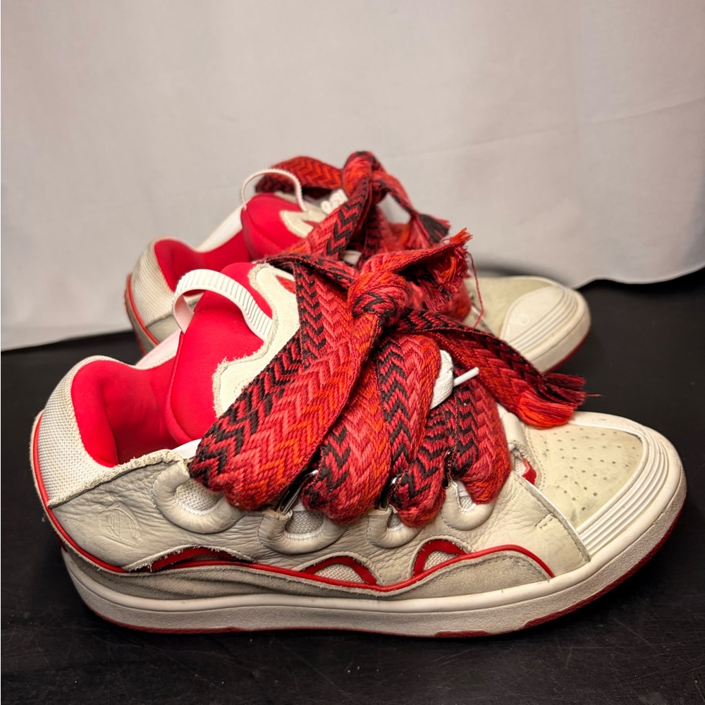 Lanvins Red and White Men Sneakers